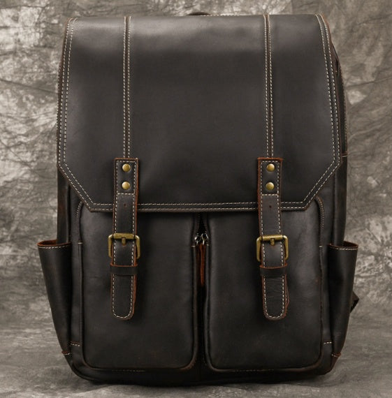 Men's Top Layer Cowhide Leather Backpack – Vintage Travel & Laptop Rucksack