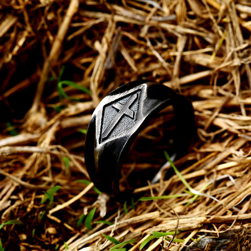 Black Latin Cross Stainless Steel Ring – Gothic Unisex Cross Band
