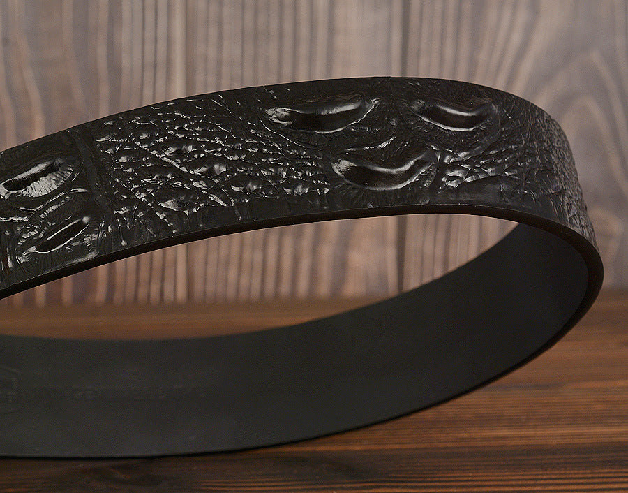 Men’s Handmade Cowhide Leather Belt – Retro Double-Prong Brass Buckle
