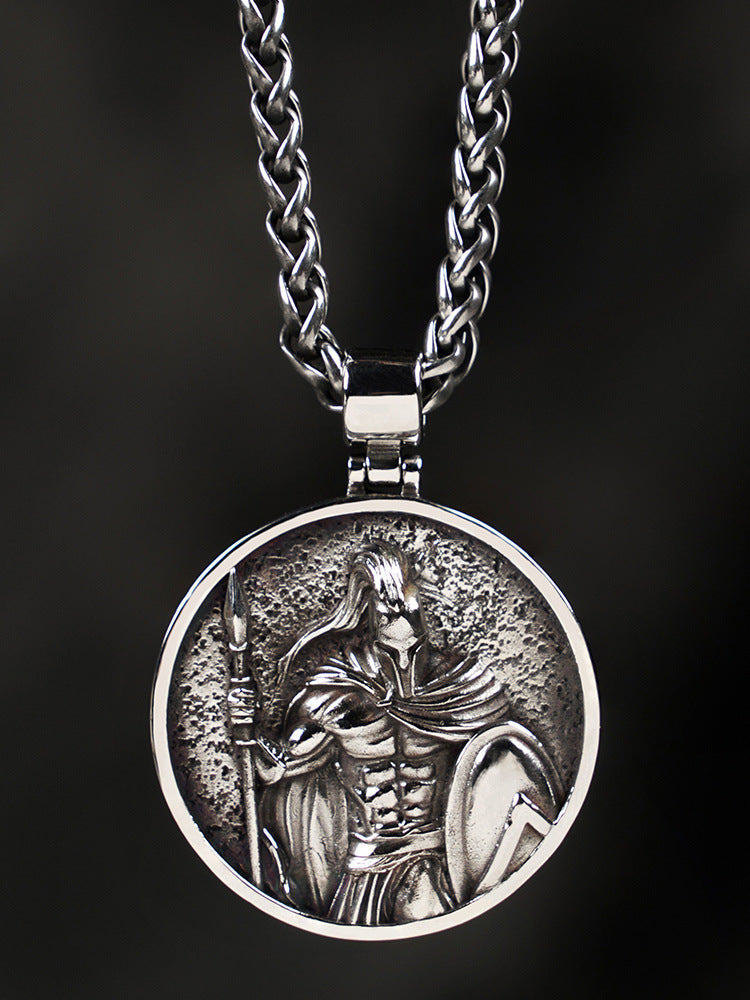 Men’s Titanium Steel Warrior Pendant Necklace – Viking Style Amulet Jewellery
