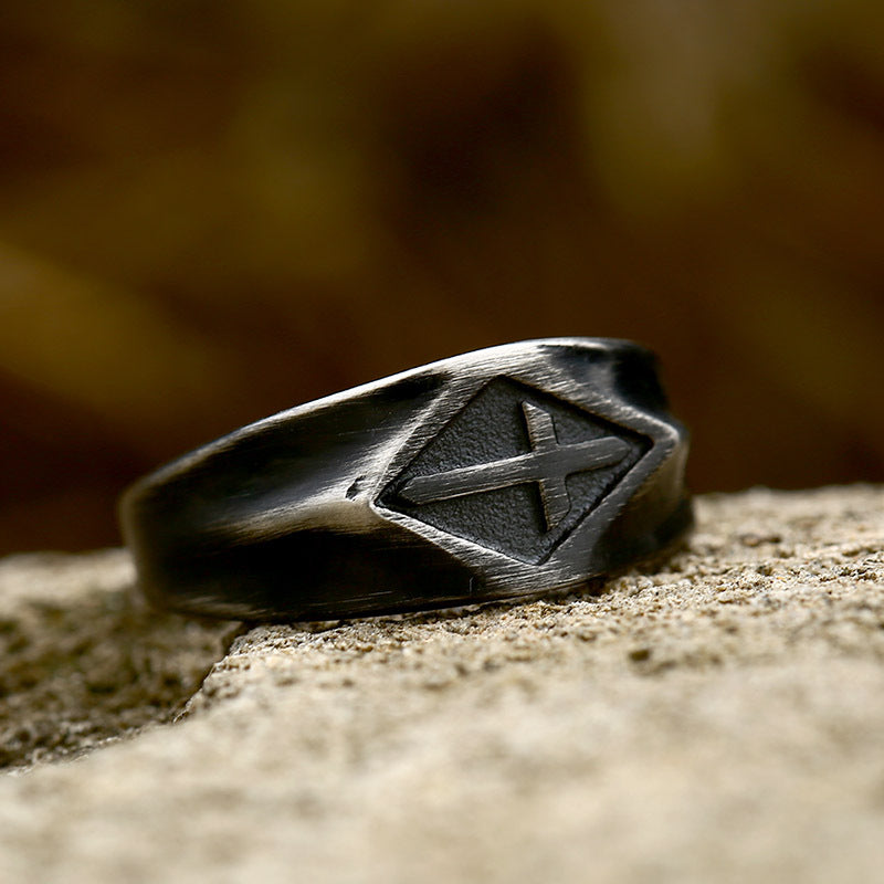 Black Latin Cross Stainless Steel Ring – Gothic Unisex Cross Band