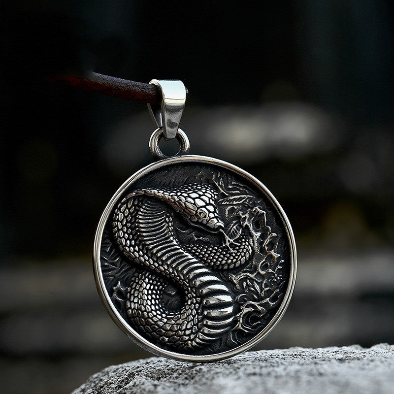 316L Stainless Steel Viking Snake Necklace – Nordic Odin Amulet Pendant