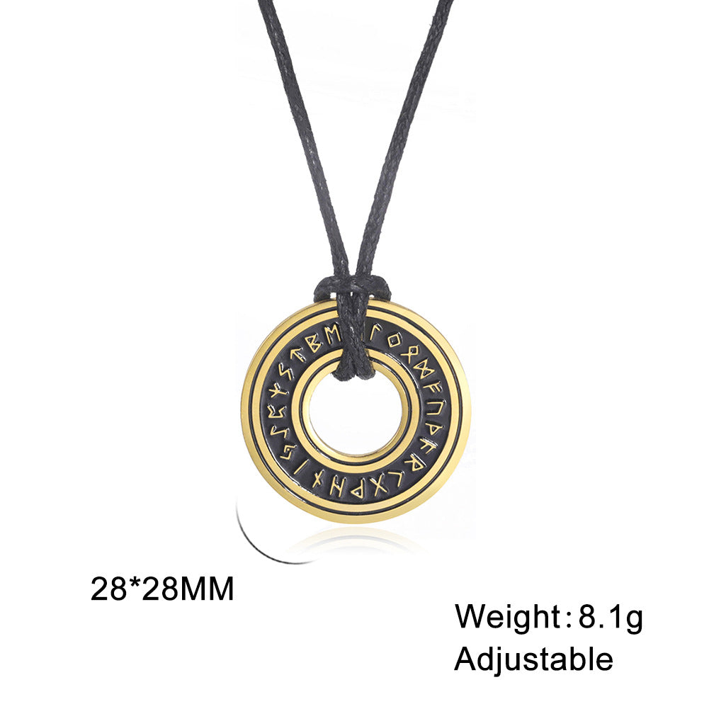 Vintage Nordic Rune Necklace for Men – Stainless Steel Viking Elder Futhark Pendant Amulet