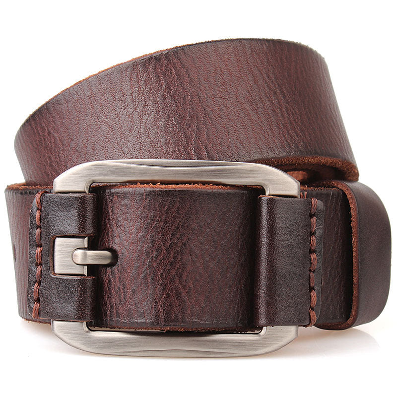 Men’s First Layer Cowhide Leather Belt – Casual Pin Buckle Jeans Belt