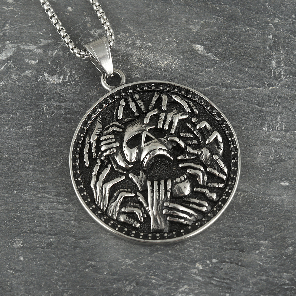 Punk Stainless Steel Skull Ghost Hand Pendant Necklace – Gothic Rock Jewellery