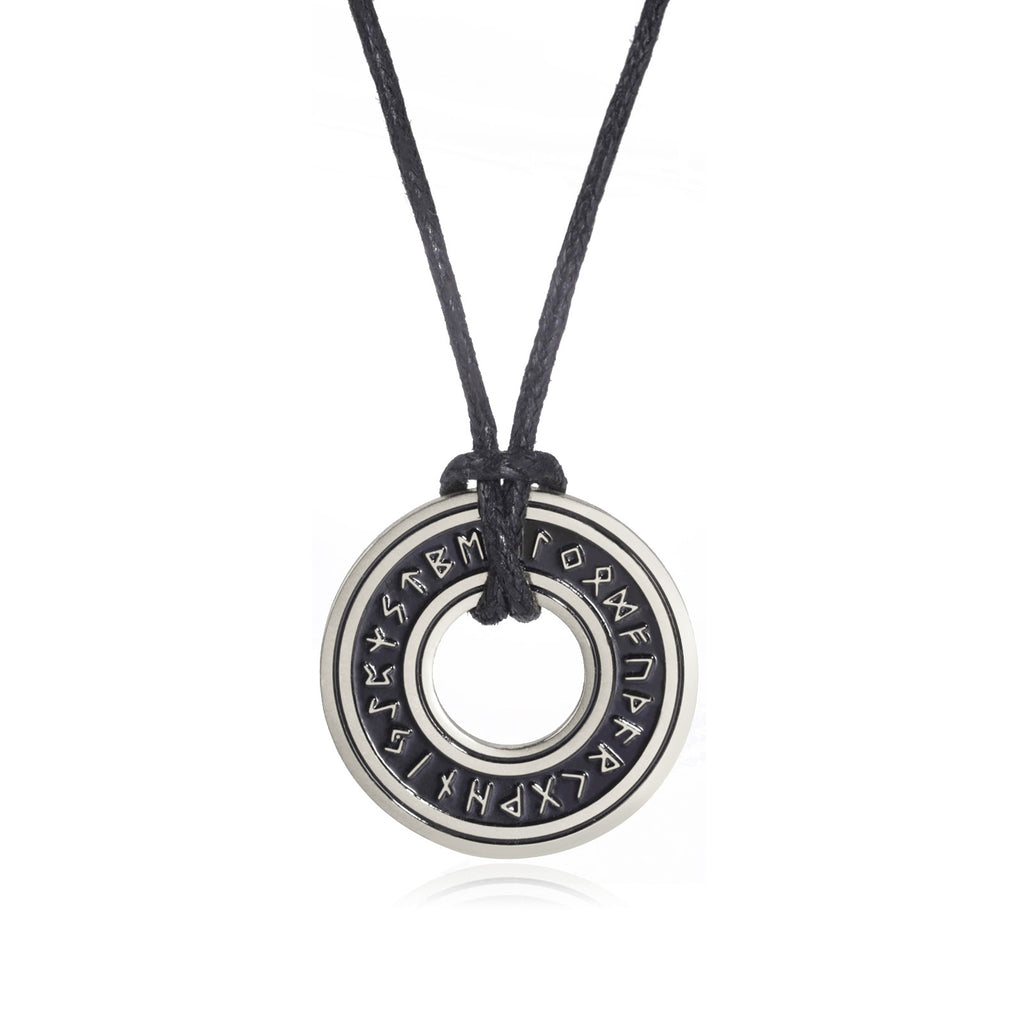 Vintage Nordic Rune Necklace for Men – Stainless Steel Viking Elder Futhark Pendant Amulet
