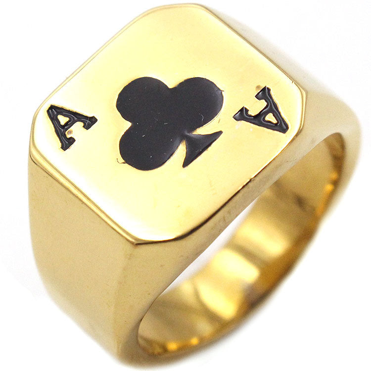 Ace of Spades Stainless Steel Ring for Men – Gothic Poker Biker Statement Band