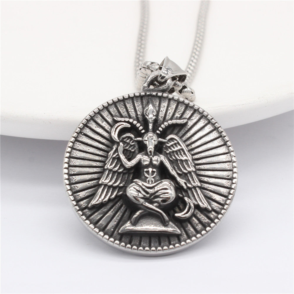 Fallen Angel Devil Satan Symbol Stainless Steel Men Necklaces Pendant