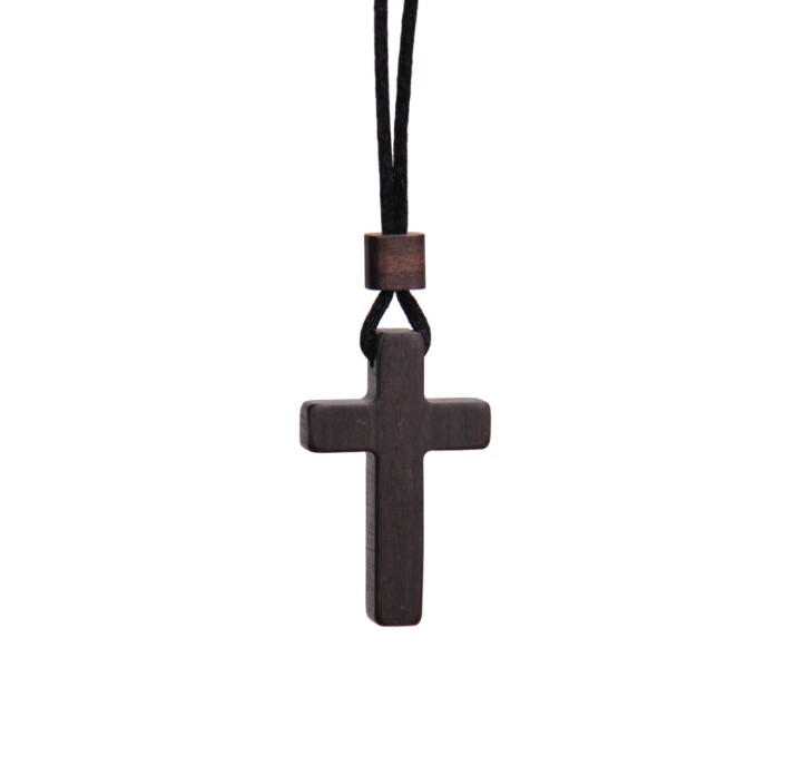 Solid Red Sandalwood Crucifix Cross Pendant Necklace Christian Jewellery Gift