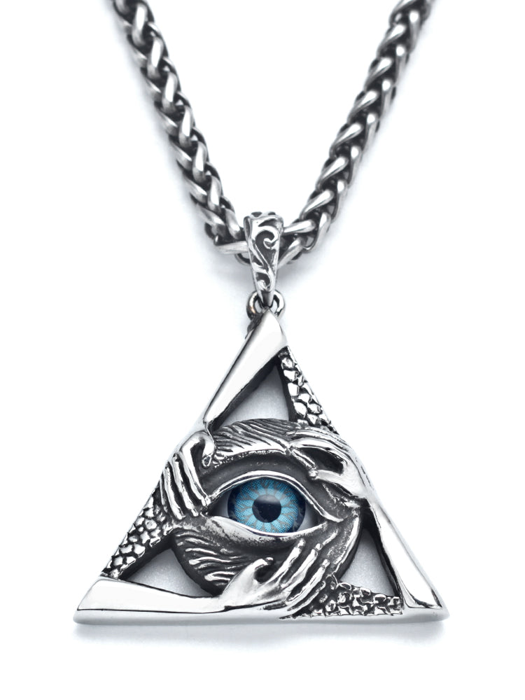 All-Seeing Eye Pendant Necklace – Eye of Providence Titanium Steel Chain
