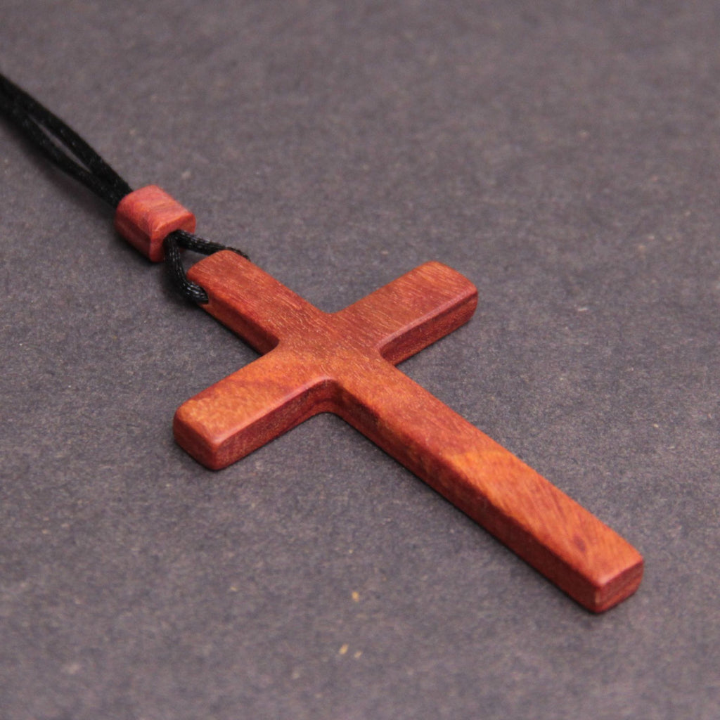 Solid Red Sandalwood Crucifix Cross Pendant Necklace Christian Jewellery Gift