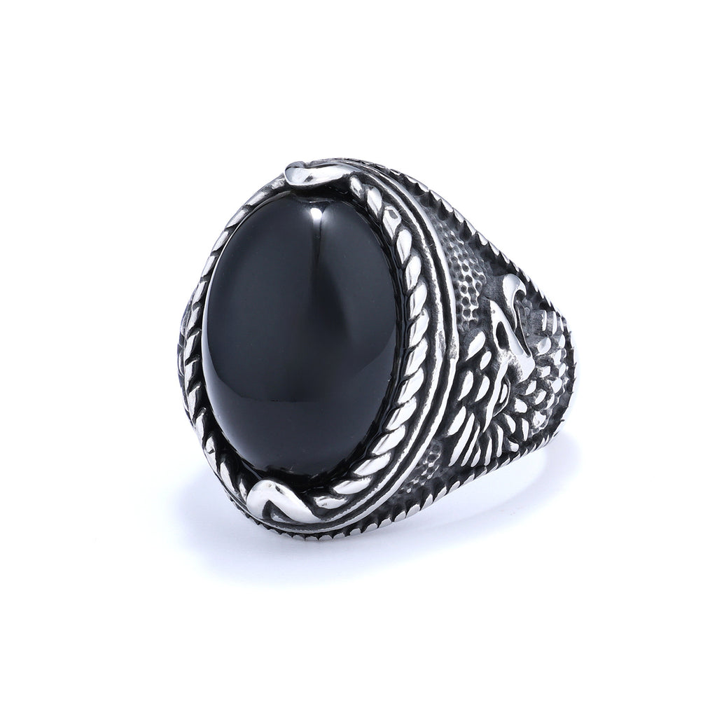 Men’s Turquoise Tiger Eye Ring – Stainless Steel Statement Ring