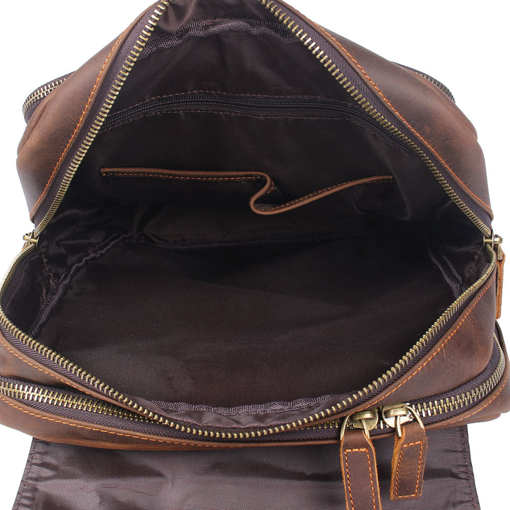 Men's Top Layer Cowhide Leather Backpack – Vintage Travel & Laptop Rucksack