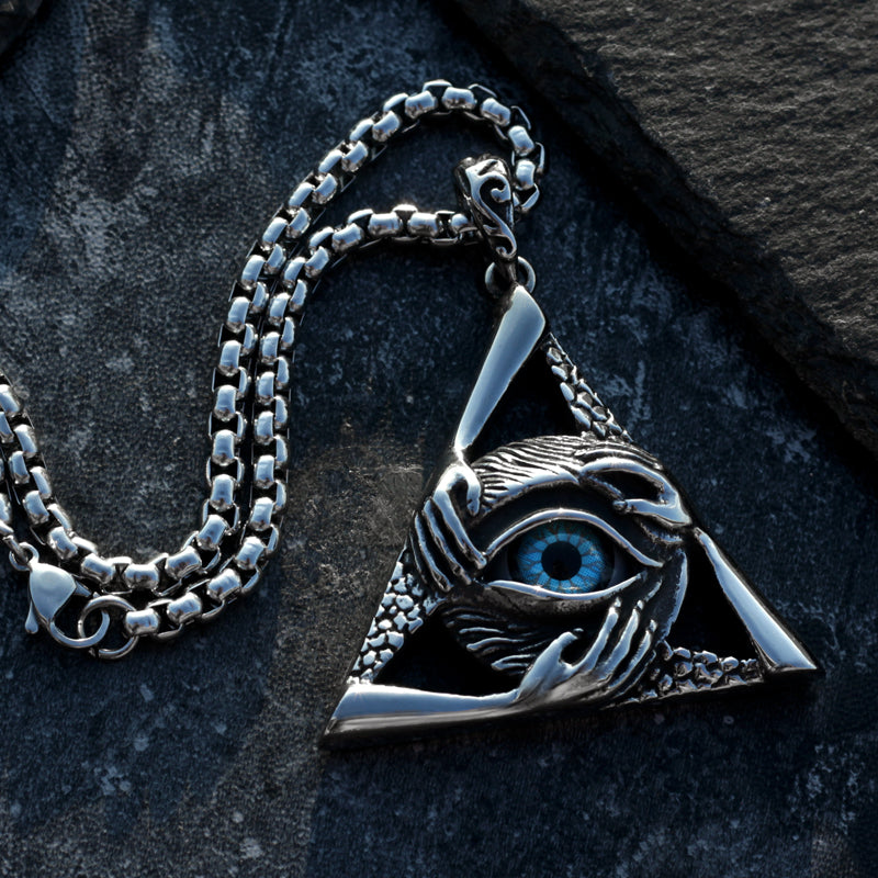 All-Seeing Eye Pendant Necklace – Eye of Providence Titanium Steel Chain