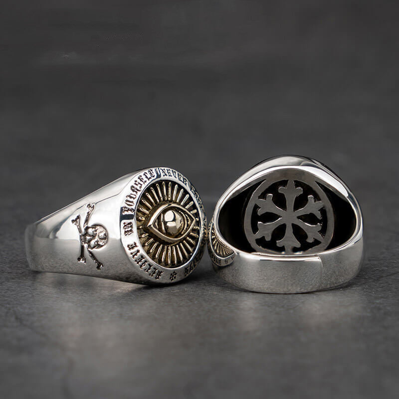 925 Sterling Silver Eye of Providence Signet Ring – Vintage All Seeing Eye Ring for Men