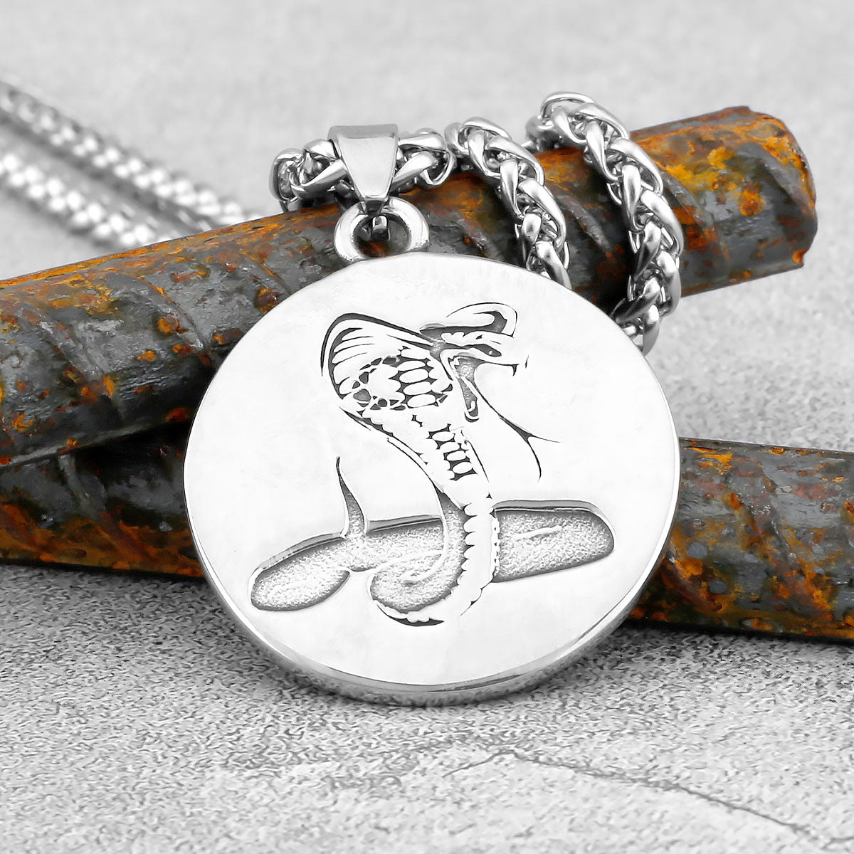 316L Stainless Steel Viking Snake Necklace – Nordic Odin Amulet Pendant