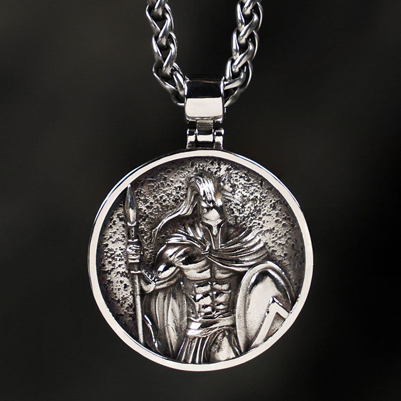 Men’s Titanium Steel Warrior Pendant Necklace – Viking Style Amulet Jewellery