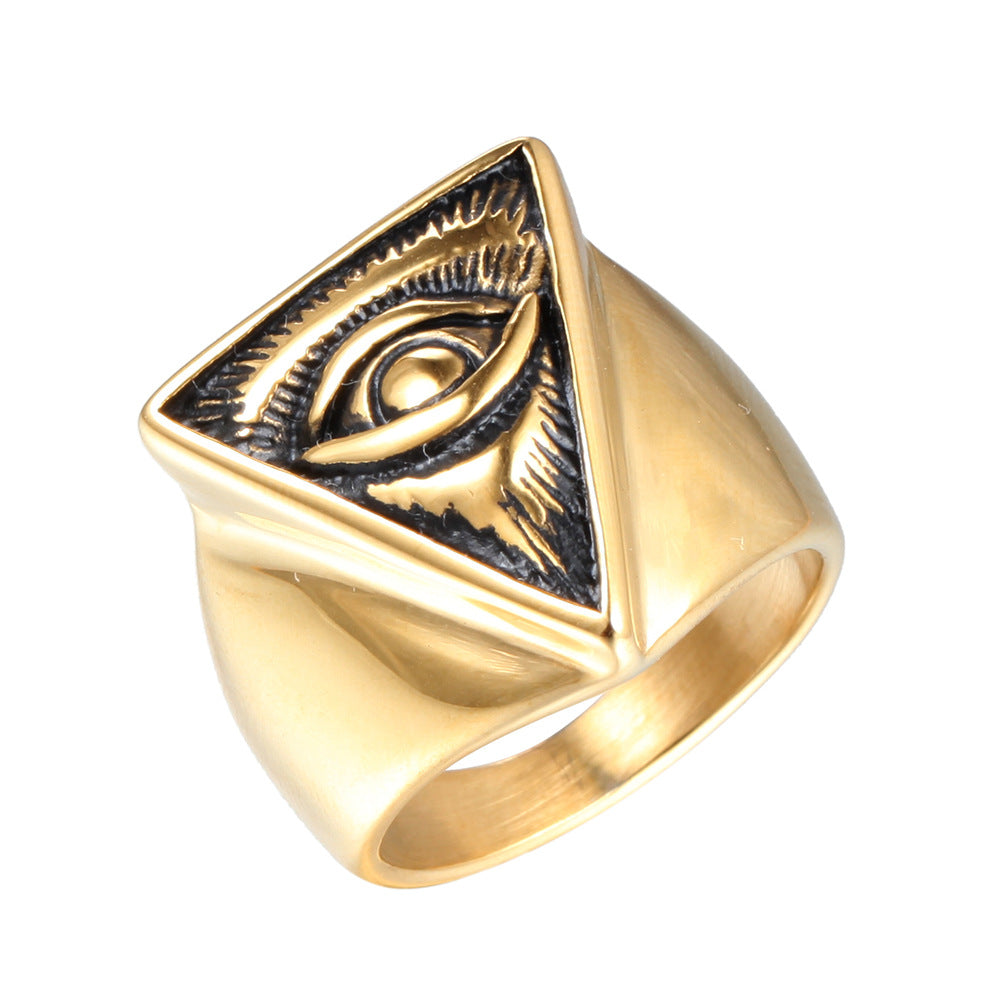 Men’s All Seeing Eye Ring – Titanium Steel Masonic Illuminati Statement Band