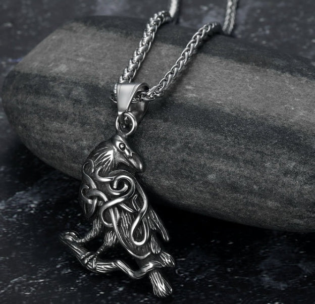 Vintage Nordic Rune Necklace for Men – Stainless Steel Viking Elder Futhark Pendant Amulet