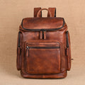 Men’s Genuine Cowhide Leather Backpack – Retro Double-Layer Outdoor Travel Rucksack