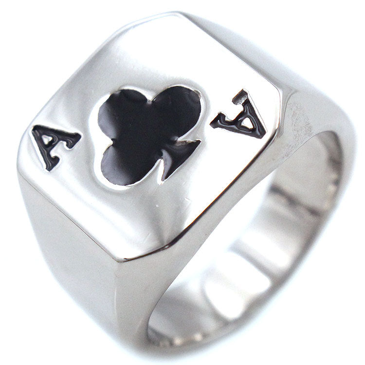Ace of Spades Stainless Steel Ring for Men – Gothic Poker Biker Statement Band
