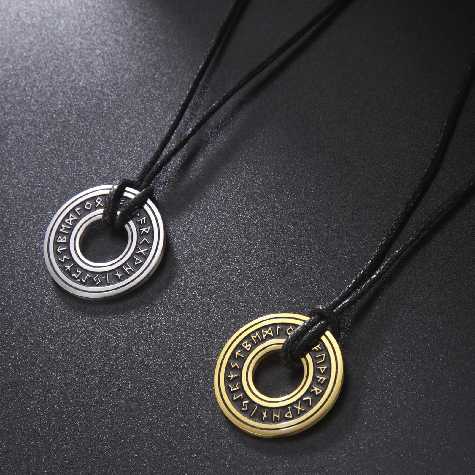 Vintage Nordic Rune Necklace for Men – Stainless Steel Viking Elder Futhark Pendant Amulet