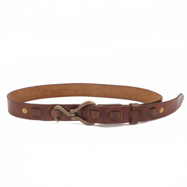 Men’s Handcrafted Woven Hemp Belt – Solid Copper Buckle Vintage Style