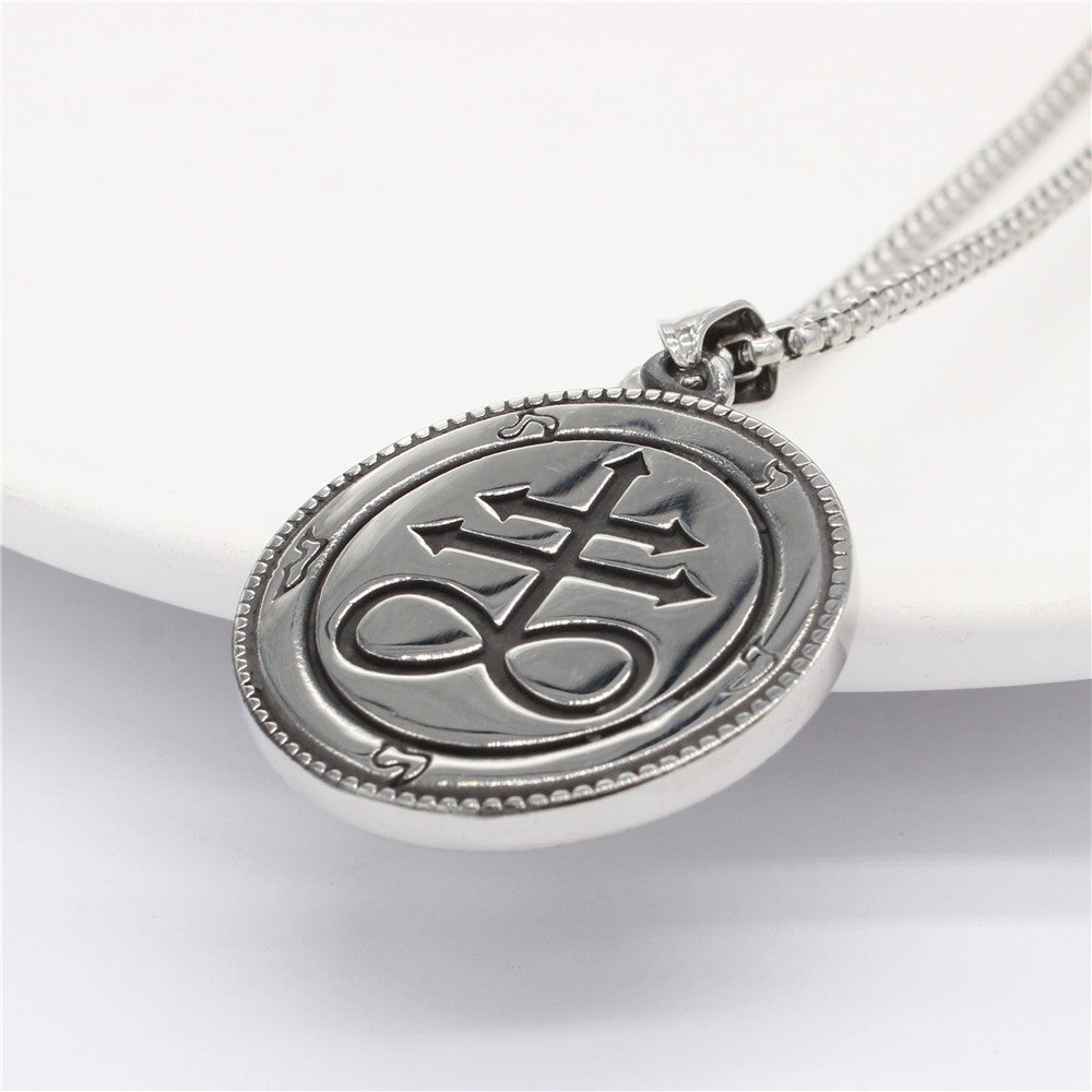 Fallen Angel Devil Satan Symbol Stainless Steel Men Necklaces Pendant