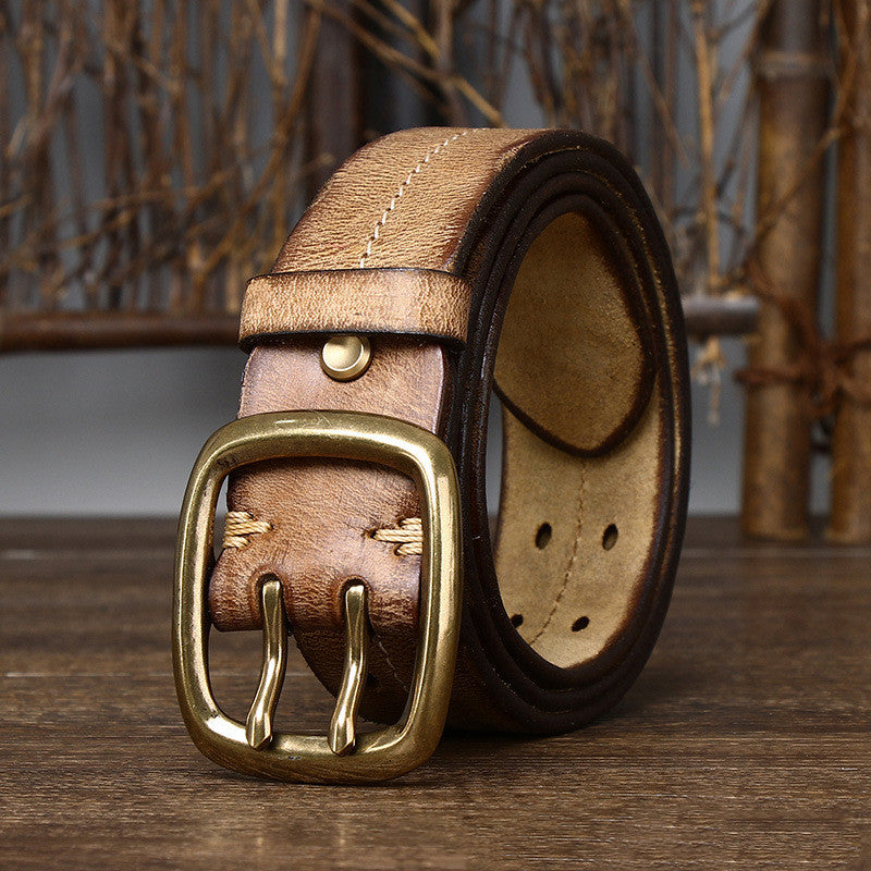 Men’s Genuine Cowhide Leather Belt – Korean Casual Jeans Belt