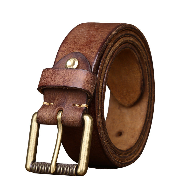 4.0CM Thick Cowhide Copper Buckle Genuine Leather Casual Jeans Thickened Belt Men High Quality Retro Luxury Male Strap Cintos