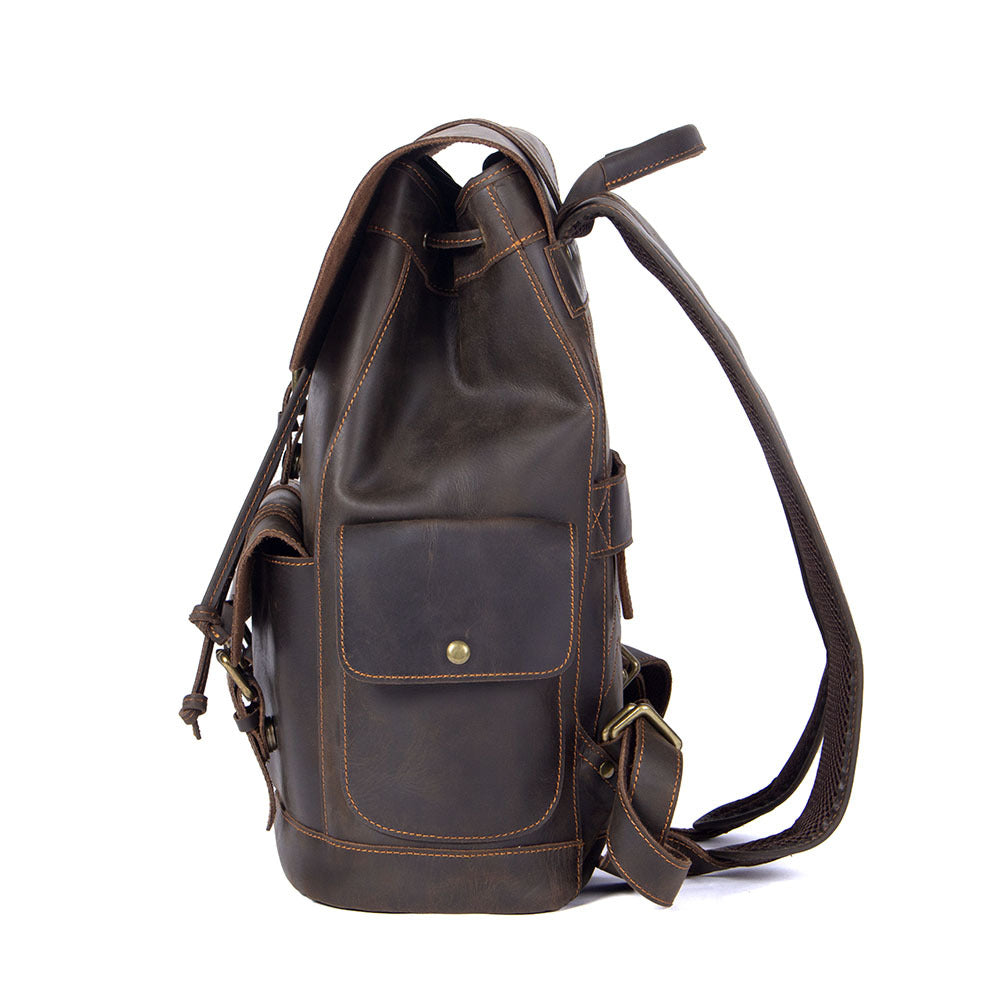 Men’s Vintage Genuine Leather Backpack – Top Grain Cowhide Crazy Horse Travel Bag