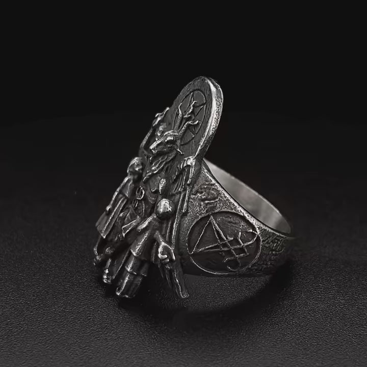 Men's Vintage Gothic Occult Signet Ring – Dark Punk Stainless Steel Statement Band